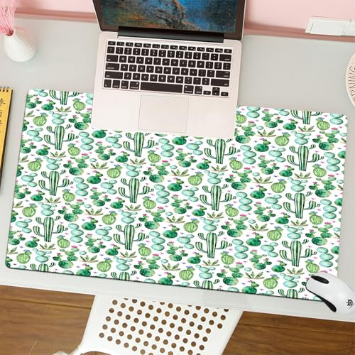 MESHIZIY Gaming Mouse Pad, ratón de Pad 75 x 40 cm,Dibujos Animados de Plantas de Cactus de Texas, Texas, con Picos, como impresión artística,sin Distancia y Mouse Impermeable, para computadora