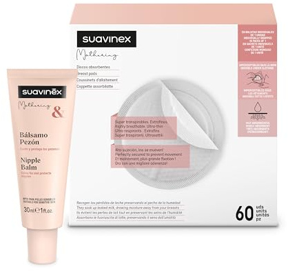 Suavinex, Pack Discos Lactancia 60 uds. + Crema Pezón Lanolina Ultra Pura