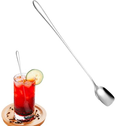 Cuillère de bar - Mélangeur à café avec tête carrée - Outil de mélange à long manche - Cuillère à cocktail en acier inoxydable - Ustensile de thé glacé - Accessoire de cuisine pour la maison, le café