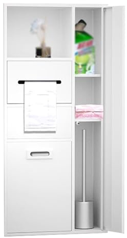Generico Scaffali in acciaio inox, nicchie da bagno incassate, pattumiere nascoste accanto al WC, nicchie for lavabo, mensole portaoggetti da cucina for soggiorno, giardino,(Natural)