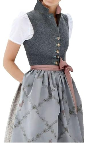 Disfraz Oktoberfest para Mujer Vestido Moda Tradicional Elegante De Dirndl con Delantal Traje CóCtel Carnaval del BáVaro