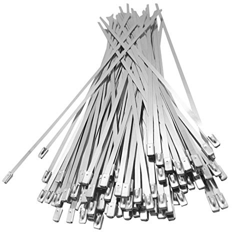 100 piezas de Bridas Metálicas 4,6 x 100 mm / 250 mm de Acero Inoxidable 304 Bridas con Cierre Cables Metálicos Cables de Sujeción (4.6x250mm)