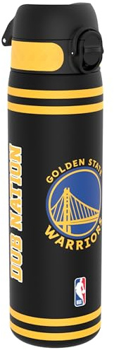 NBA Golden State Warriors Vattenflaska, 500 ml/18 oz, Läcksäker, Lätt att Öppna, Säkert Lås, Diskmaskinssäker, BPA-fri, Hygieniskt Lock, Bärhandtag, Passar i Mugghållare, Lätt att Rengöra, Luktfri