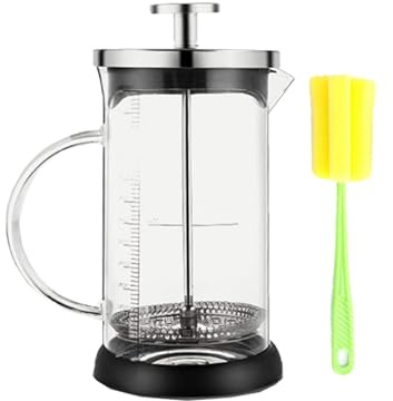 Generisch French Press, 350 ml French Press, Small Coffee Press with Permanent Stainless Steel Filter, Heat-Resistant Glass Coffee Pot and Teapot with Scale Lines, Dishwasher Safe (1 Piece)