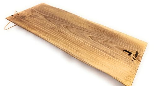 Tagliere/Vassoio da Tavola fatto a mano in Legno di Ciliegio Massello, Rifinito con Olio Minerale e Cera d'Api, 42,5 x 16 x 3 cm