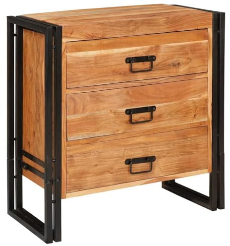 Frdhee Moderne Kommode, Barschrank, Bücherschrank, Sideboard Braun 66 x 33 x 70 cm Massivholz Akazie Für Schlafzimmer Büro Gästezimmer