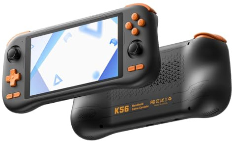 K56 Handheld Spielkonsole – 5,5 FHD Touchscreen, Android 14, 5000mAh Akku, Moonlight & Steam Link, Retro & PC Spiele, 5G WiFi, Dual Joysticks (Schwarz, 128, GB)