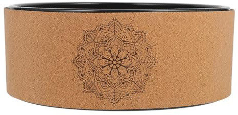 DEARMAMY Ruota Yoga in Sughero Naturale 1 Pezzo, Rullo Yoga Antiscivolo per Massaggio e Allenamento Schiena, Strumento Ergonomico per Alleviare Dolore e Migliorare Flessibilità,