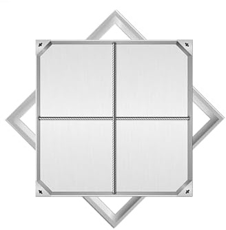 Copertura per pozzetto in acciaio inox, 60 x 60 cm, con telaio zincato, coperchio per ispezione delle acque reflue, piastra di accesso per fognature resistente per uso esterno