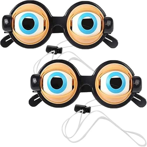 Yuemeuy Lustige Brille Mit Beweglichen Augen | 2 Stück Lustige Kostüm Augen Brille Streich Für Geburtstagsfotografie, Rollenspiele, Veranstaltungen, Urlaub, Party Feiertage Cosplay