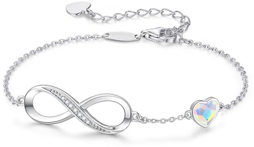Infinity Armband Damen 925 Sterling Silber Geschenke für Frauen | Unendlichkeit Herz Armbänder Armkette Rosegold or Edelstahl Geburtstags Weihnachten Geschenk für Sie Frauen Freundin mama