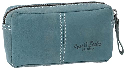 Gusti Schlüsseltasche Leder - Butler Schlüsseletui Schlüsselmappe Schlüsselmäppchen Damen Herren Blau Leder