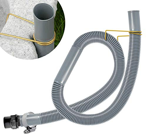 SET DI RIMOZIONE per REGENTONE e BOTTE PIOGGIA, per SERBATOIO ACQUA PIOGGIA con TUBO in grigio/marrone e condotto A PARETE (ca. 32mm = 5/4 pollici)