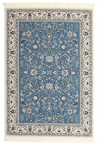 RugVista Nain Florentine, Teppich, Perser traditionell, 200 x 140 cm, Rechteckig, Niedriger Stapel, Wohnzimmer, Esszimmer, Schlafzimmer, Küche, Nur chemische Reinigung, Oeko_tex_100, Hell Blau