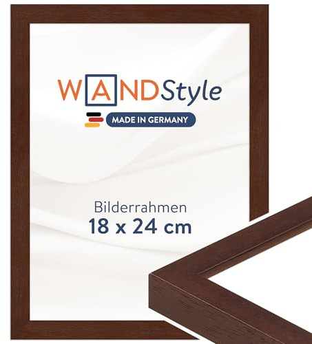 WANDStyle Bilderrahmen 18x24 Nussbaum, moderner Bilderrahmen Holz 18x24 cm | Hochwertiger Holzbilderrahmen, Posterrahmen aufstellbar, Rahmen 24x18 cm, Fotorahmen H950 - Made in Germany