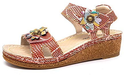 Laura Vita Facraho 01 Peeptoe Sandales, Rouge Rouge, 35 EU