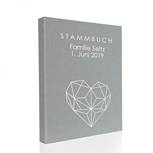 Hochzeitideal – Personalisiertes Stammbuch der Familie Nr. 146 hellgrau DIN A5 - Buchbinderleinen Stammbuch Hochzeit - Familienbuch Standesamt mit 4-Fach Ringmechanik & 3 Klarsichthüllen