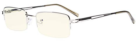 Eyekepper Blaulicht Filter Brille - UV Schutz Computer Lesebrille Damen Herren Halbrand - Silber