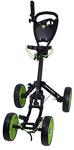 Ram Golf Deluxe FX 4 Wheel Golf Trolley - Black/Green