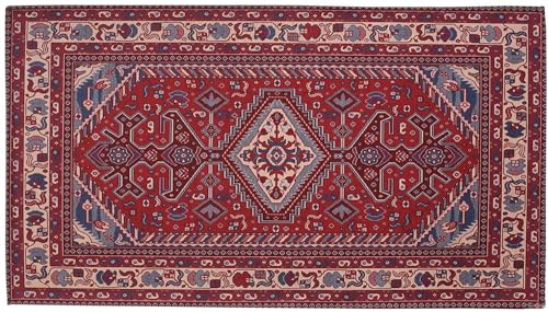 SpazioTessile Tappeto Arredo Cotone Leggero Antiscivolo Motivo Persiano 3 Colori 11 Misure 00P (Rosso, 85x150)