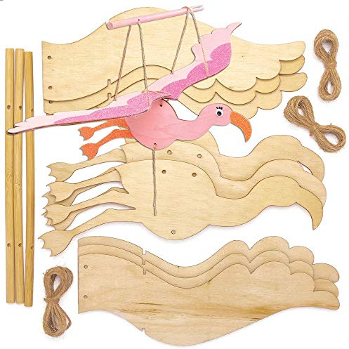 Baker Ross pysselset, träfigurer Flamingo, av trä, för konst- och pysselprojekt för barn (3 stycken), medium