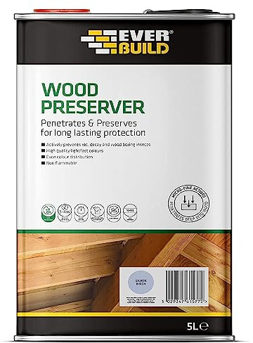 Everbuild Wood Preserver – Interior And Exterior Use – Low Odour – Quick Drying – Long Lasting Protection – Silver Birch – 5 Litres