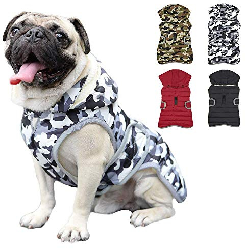 Etechydra Winter Hundejacke with Abnehmbarem Hut, Hundemantel Wasserdicht Reflektierend Hund Mantel Warme Hoodie Fleece Welpenmantel, Jacken für Kleine Mittlerer Große Hunde, Weiß, XS