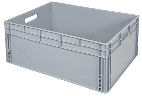 Euro-Stapelbehälter mit 2 Durchfassgriffen, LxBxH 800x600x320 mm, grau