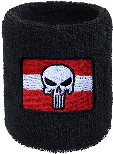 EXPRESS-STICKEREI Schweissband Heavy Metal Headbanger Stickerei Schweißband Bestickt & Absorbierendes Frottee Merch Arm Schwarz Black Metal Konzert Wristband Festival Geschenk Schweiß-Armband