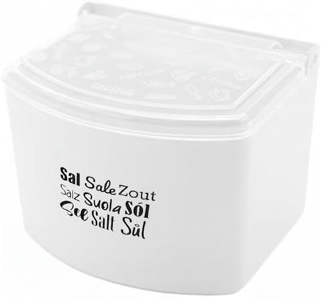 CABLEPELADO - Salero plastico con tapa - recipiente sal - Fabricado en Plástico - Tamaño Cocina - se puede colgar - Blanco