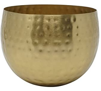 LaLe Living Blumentopf BAHA in Gold gehämmert aus Eisen, Ø13,5 x H11 cm als Übertopf oder Pflanzgefäß für Sukkulenten, Kräuter, Grünpflanzen, Blumen