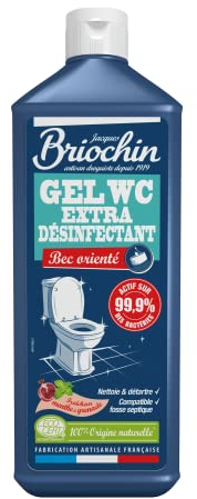 JACQUES BRIOCHIN - Gel WC Extra Désinfectant - Elimine 99.9% des Bactéries - Nettoie,Détartre - Compatible Fosse Septiques - 100% d'Origine Naturelle - Menthe & Grenade - Fabrication Française - 750ml