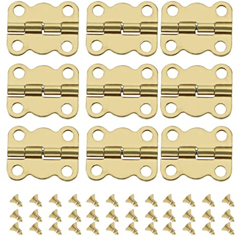 eMagTech 50 Stück Vintage-Schmetterlingsscharniere, Retro-Kastenscharniere mit 200 Stück Schrauben, Ersatz-Möbel, Schrank, Schublade, Türscharniere für Holzkisten, Schmuckschatullen, 16 x 13 mm, Gold