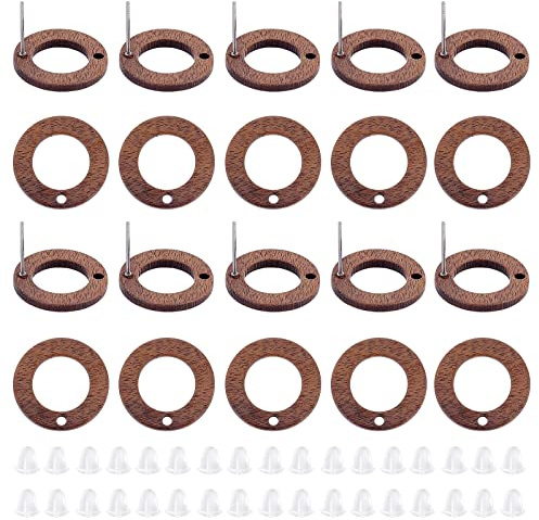 UNICRAFTALE 20Stk Ohrstecker Aus Walnussholz Holz Ohrstecker Runde Ohrringe Und 30 Ohrsteckern Aus Kunststoff Walnussholz DIY Ohrringe Für Die Schmuckherstellung