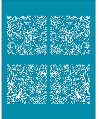 OLYCRAFT 10x12.7cm Pfingstrose Ton Schablonen Lilie Siebdruck Für Polymer Clay Blume Siebdruck Schablonen Mesh Transfer Schablonen Mesh Schablone Für Polymer Clay Schmuckherstellung