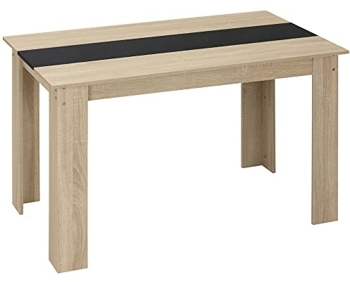 HOMCOM Table à Manger Rectangulaire pour 4 à 6 Personnes, Chêne et Noir