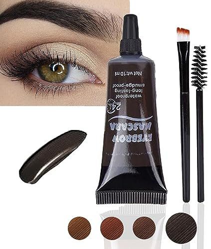 Gel de Cejas Perfectas. Maquillaje para Cejas Duración 24h. Mascara Tinte Fijador para Cejas. Professional Makeup con Pincel y Cepillo Cejas. Color Oscuro Negro. (4)