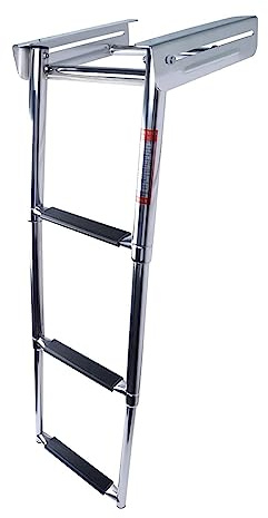 Teleskopierbare Bootsleiter Edelstahl-Marine-Bootsleiter, 3-stufige klappbare Teleskopleiter mit rutschfestem Pedal, Schwimmbadleiter für Boot, Yacht, Schwimmbad Schwimmbadleiter