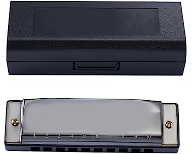 Mundharmonikas Diatonische Mundharmonika Mit 10 Löchern Und Koffer, Harfe, Musikinstrument, C-Ton-Mundharmonika (Color : Bk)