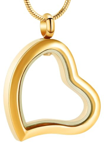VCCWYQK Glas Herz Urne Halskette für Asche klar Medaillon Halskette Edelstahl Memorial Keepsake Urne Asche Anhänger für Frauen Männer