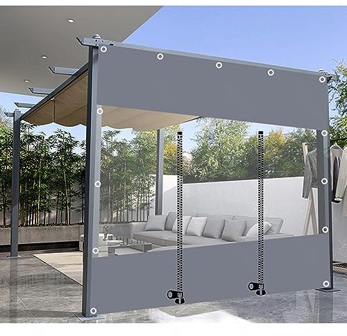 Außen Durchsichtige Plane Vorhänge, 0,3mm Schwerlast Wasserdichte Mit Ösen, Für Pergola Pavillon Terrasse Carport Seitenwände, Transparente Abdeckung, LxH-2.2x3m/7.2*9.8ft