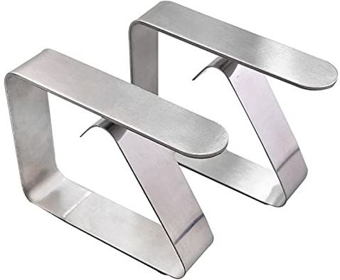 Kuuleyn Tischdeckenklemme, Tischdecken-Befestigungsclip, 3 Stück Tischdeckenklammer, Verdickte, Verstellbare Tischdeckenklemme aus Edelstahl Für Picknick Im Freien, Silber(Silber)