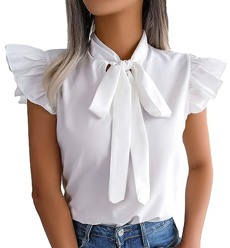 BKEPDY Magliette Donna Manica Corta Blusa Donna Estive Casual Elegante T-Shirt a Tinta Unita di Media Lunghezza Camicia Top Comfort (Bianco XL)