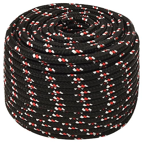 Corde de Bateau, Corde d'amarrage Corde d'ancrage Corde Marine Corde de Bateau Noir 14 mm 25 m Polypropylène