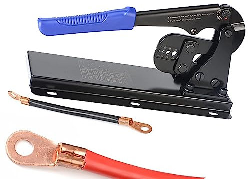 Pince à sertir professionnelle montée sur établi – Outil de sertissage de câble métallique pour manchons en aluminium et boucles en cuivre – Gamme de tailles 3/64 à 0,3 cm – Idéal pour les