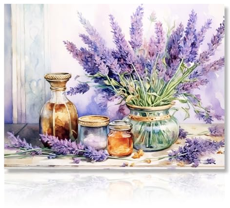 Dazzlewall Stampe da Parete Botaniche Boho, Poster su tela Lavanda Viola, Quadro Rustico Vintage con Fiori per Camera da Letto Agriturismo Soggiorno Bagno 30x40 cm Senza Cornice