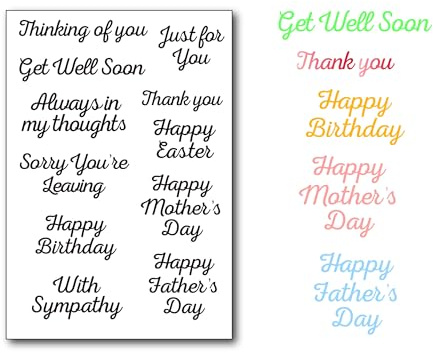 DIYology Sentiment Clear Stamps for Cards Making Greeting Words Happy Easter Mother's Day Silicone Stamps Birthday Rubber Stamp for Scrapbooking Gift Tags Album Photo Paper Crafting Decoration