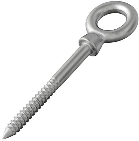 Bullone oculare con filettatura per legno (filettatura parziale), in acciaio inox A4/V4A, vite ad occhiello, vite ad anello, bullone oculare (10 x 120 mm, 5 pezzi)