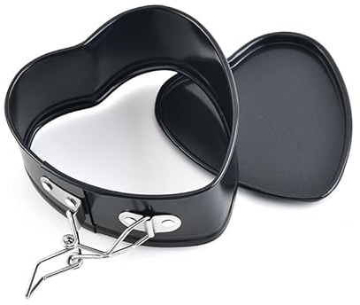 Oungy 4Inch Cake Tin Heart Shaped, 6Pcs Mini Heart Cake Tin 5cm Deep, Springform Cake Mould Non-Stick Cheesecake Tin