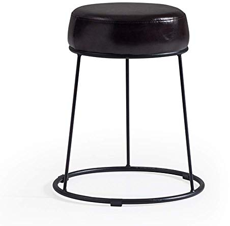 CMJSGG Fußhocker, Ankleidehocker, rund, Schuhbank aus Schmiedeeisen, PU-Leder, gepolsterter Fußhocker, kreativer Hocker aus Schmiedeeisen, Sofabank für das Wohnzimmer, Esszimmer